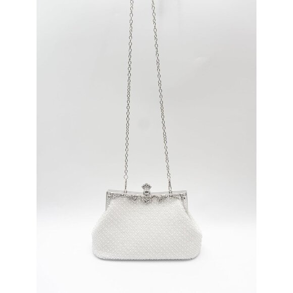 1920s Vintage Women's Beaded Clutch Elegant Retro White - Picture 7 of 9